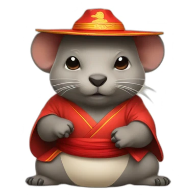 kung fu wombat with chinese hat sticker