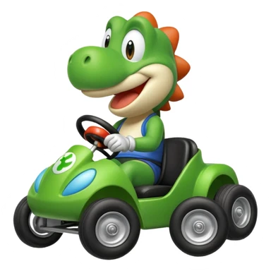 emoji of yoshi in mario kart sticker