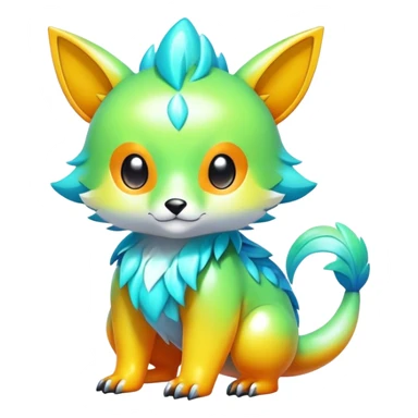 Cute cool shiny brightly fresh colors colorful fantasy animal hybrid Fakemon full body sticker
