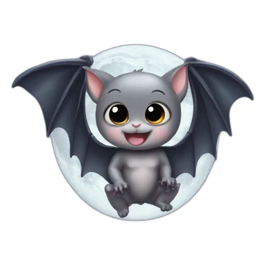happy baby bat wings sparkly moon sticker