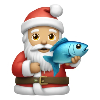 White Santa with fish in his hands  sticker
