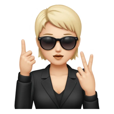 Criar emoji simples de óculo escuro dando o dedo do meio de forma bem rebelde sticker