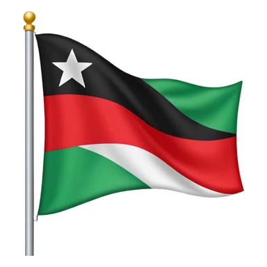 A horizontal tricolour flag of red, white, and black; charged with two green stars at the centre. sticker