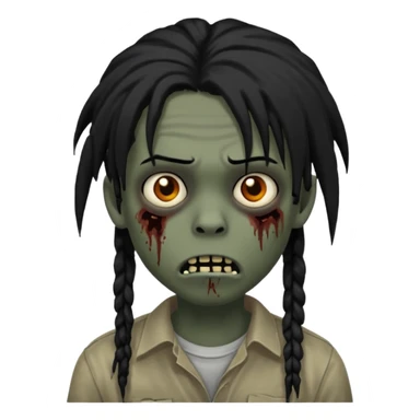 Boy, zombie, black hair, medium long, emo, dreads, dark, spooky, creepy expression sticker