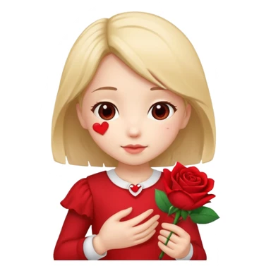 Chibi girl giving heart and rose sticker