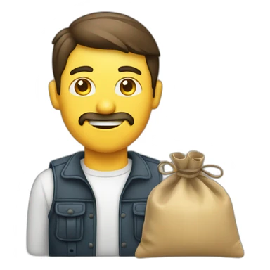 Homme avec un sac remplis de billet sticker