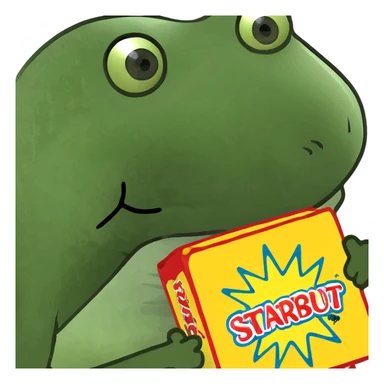 Pink starburst brand candy square spelled “Starburst” sticker