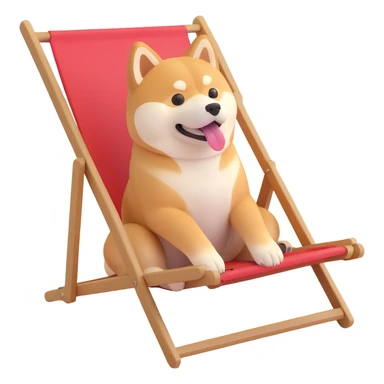 shiba inu in beach chair sticker