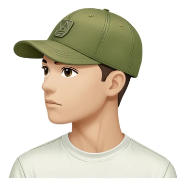 Diesel brand cap in khaki green color, baseball cap style with Diesel logo on front, military green hat sticker