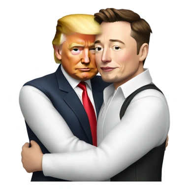 Donald Trump and Elon Musk hugging each other sticker