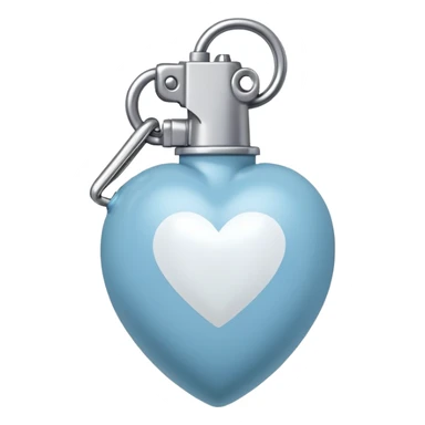A white drawn hand holding a light blue heart shaped hand grenade sticker