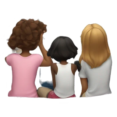 Two girls and a cat watching a movie in a house overlooking the Eiffel Tower sticker