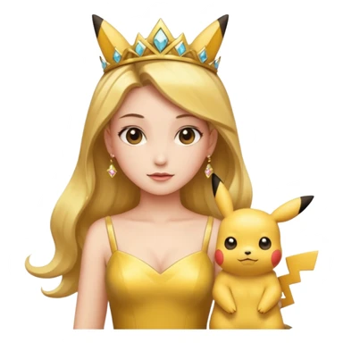 Princess with gold dress on and Pikachu sticker
