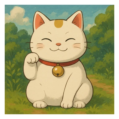 white lucky cat sticker