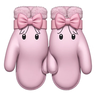 pastel pink pair of mittens connected by a bow sticker