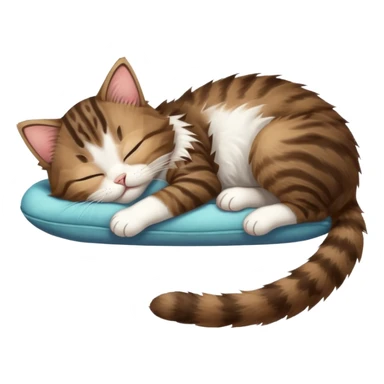dark brown tabby and white kitten sleeping whilst in funny positions stretched out and  upside down sticker