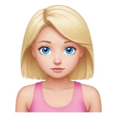 Blonde girl with blue eyes wearing pink tank top sticker