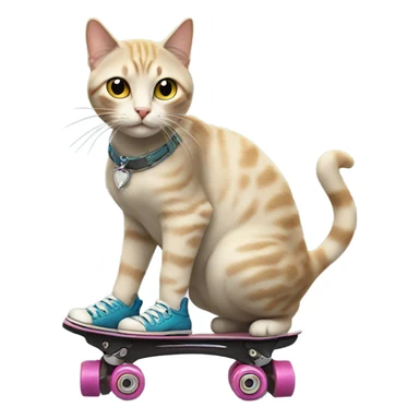 Cat wearing roller skates  sticker