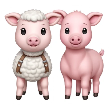 Lamb and piglet stand next to each other  sticker