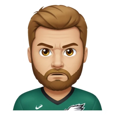 Angry eagles fan male with short light brown hair and beard, light skin sticker