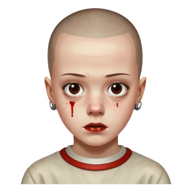 Eleven from stranger things season one buz cut and bloody nose  sticker