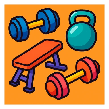 gym icon, bold cartoon style sticker