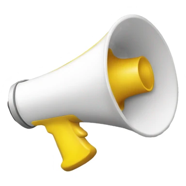 a megaphone, white and yellow sticker