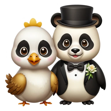 panda and chicken getting married sticker