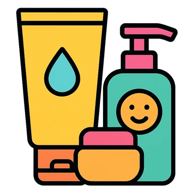 skincare products, modern, outlined sticker