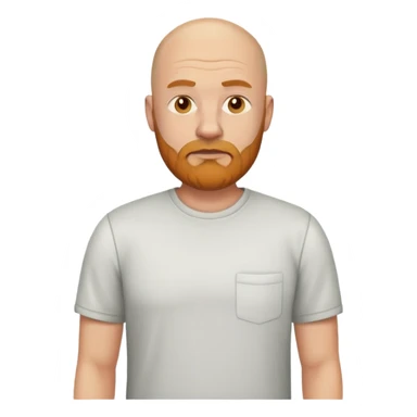 bald white male in his 40s with ginger and grey beard, wearing a plain shirt, emoji style, serious expression sticker
