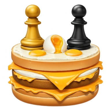 Chess pieces boxing on an egg sandwich sticker