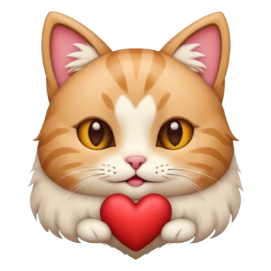 A stylized Christmas emoji of a cute cat and a heart, minimalist design, soft warm colors, cozy winter mood, simple background, sweet and romantic.
 sticker