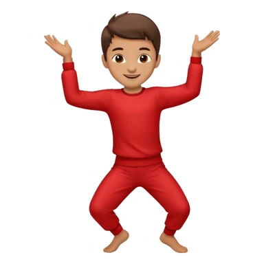 a boy is dancing with red outfit sticker