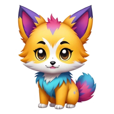  High quality Cute Cool Kawaii edgy Chibi Fur-Sona Colorful Fakemon Full Body, facial markings sticker