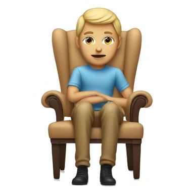 Memoji sitting in chair with face plant sticker