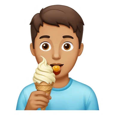 man eating ice cream sticker