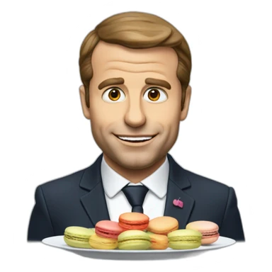 Macron qui mange un macarons sticker