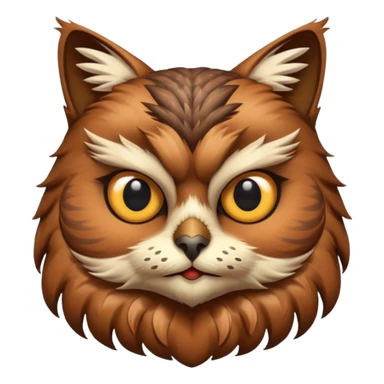 Brown cat head owl body sticker