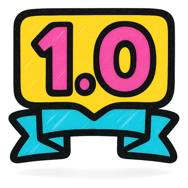 icon with a version number and a subtle shadow, soft gradient style sticker