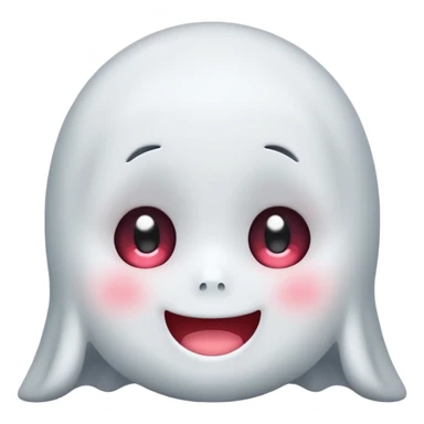little cute ghost is smiling with blushed face, only face cute anime eyes sticker