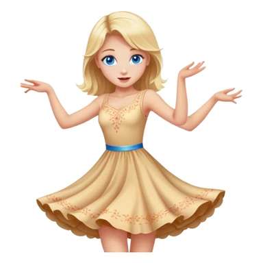 Beautiful blonde girl with blue eyes dancing in a dress sticker