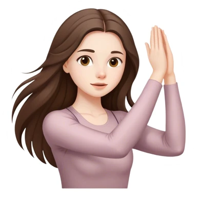 beautiful pale brunette girl with long hair doing stretching  sticker