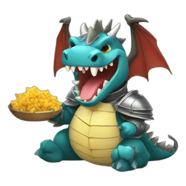 happy dragon eating a knight sticker