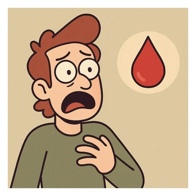 blood drop emoji, cartoon style, with facial expression sticker