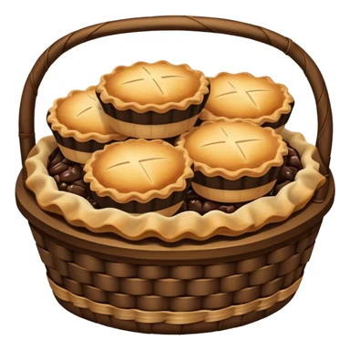 Dark Brown wicker basket with pies sticker