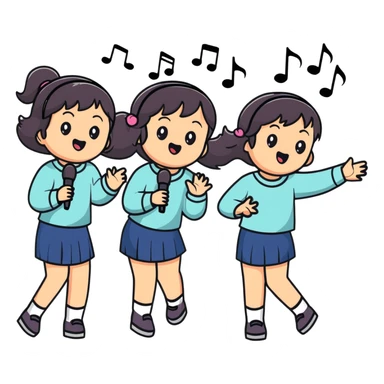 3 dark haired girls singing in a car sticker