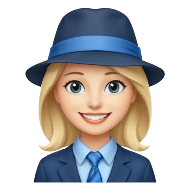 Blue neck tie with hat women sticker