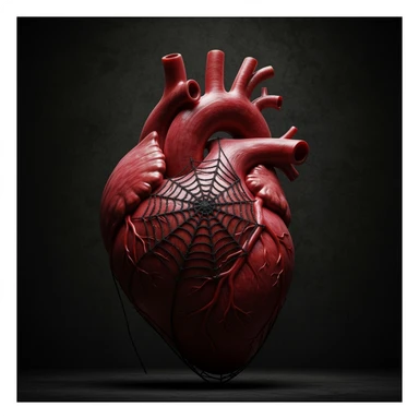 realistic gothic heart with a black spiderweb sticker