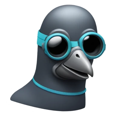 Pigeon with a scuba diving mask sticker