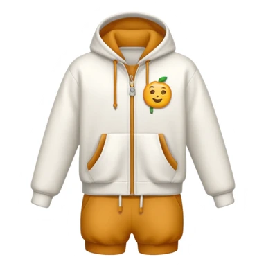 Crie um conjunto de moletom com casaco e calça nas cores branco e caramelo sticker